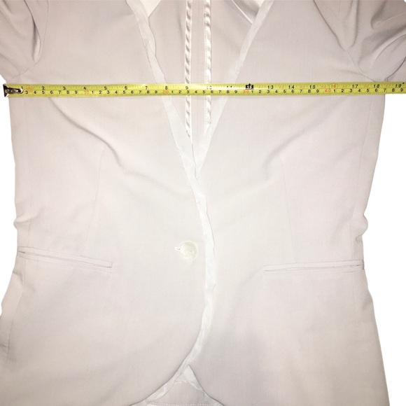 White Blazer Ruffle Trim Business Professional Work Necessary Objects Medium - Picture 11 of 13